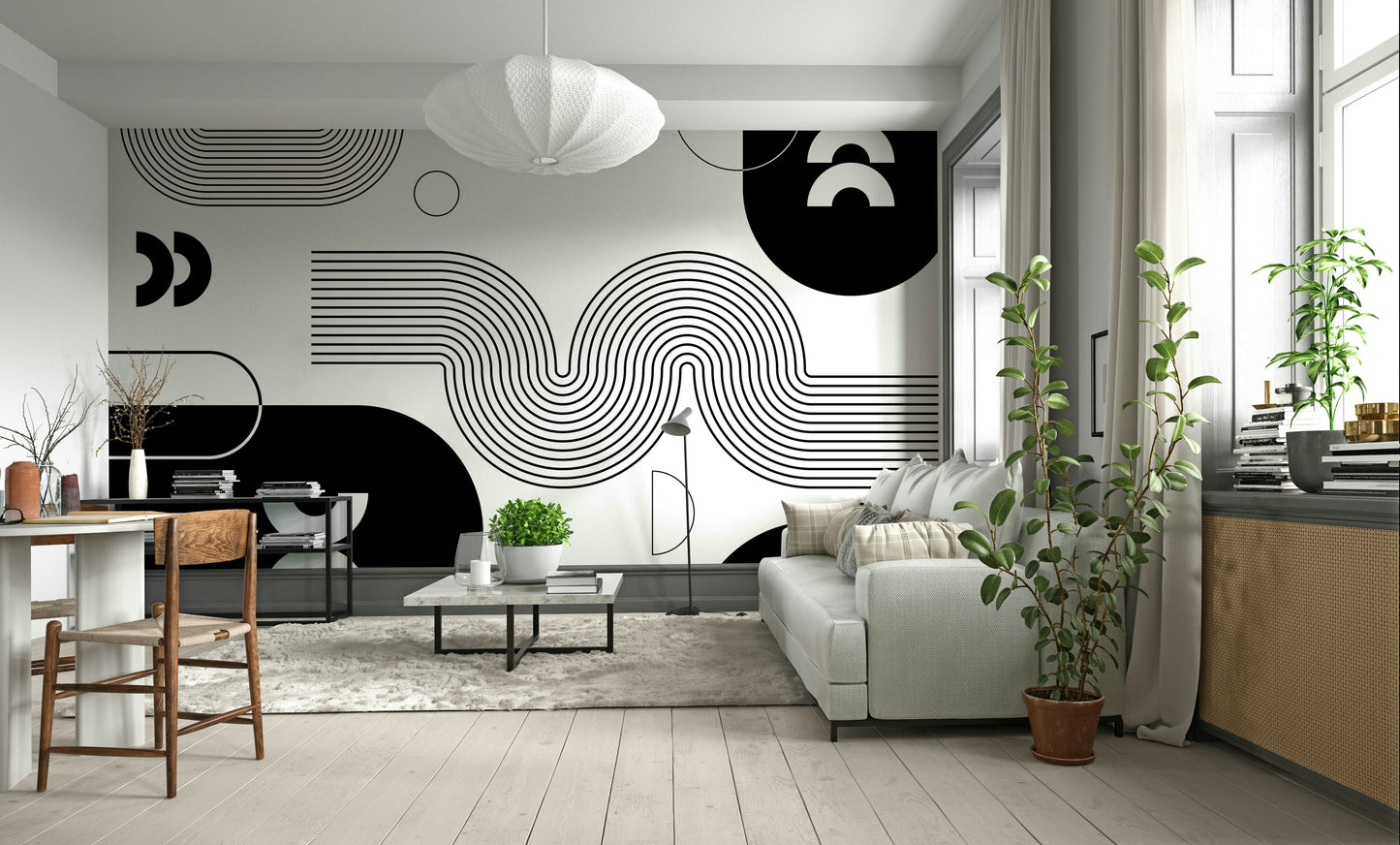 Neutral tone Bold Minimalist Flow Wallpaper

