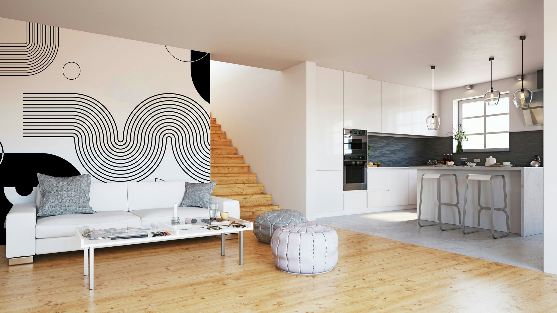 Bold Minimalist Flow Pattern for Walls

