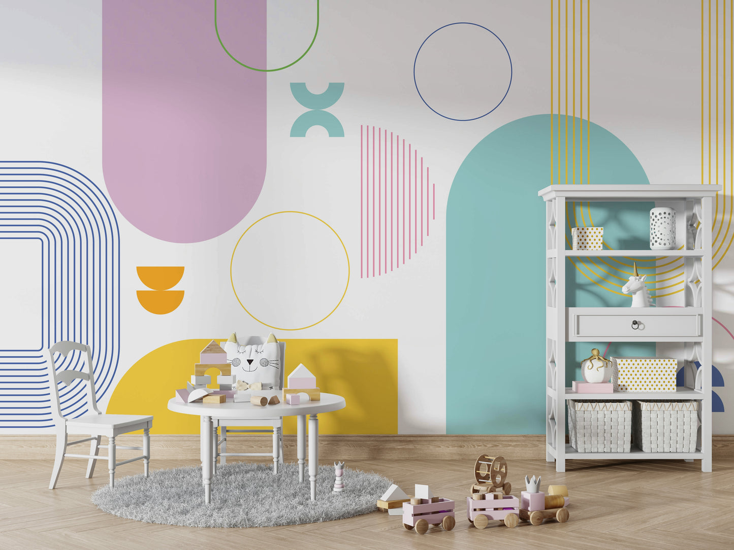 Bold Minimalist Geometric Pattern Mural

