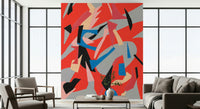 A beautiful modern art wall mural for a living room.

