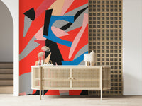 A graceful subtle pattern wall mural in cool, natural tones.

