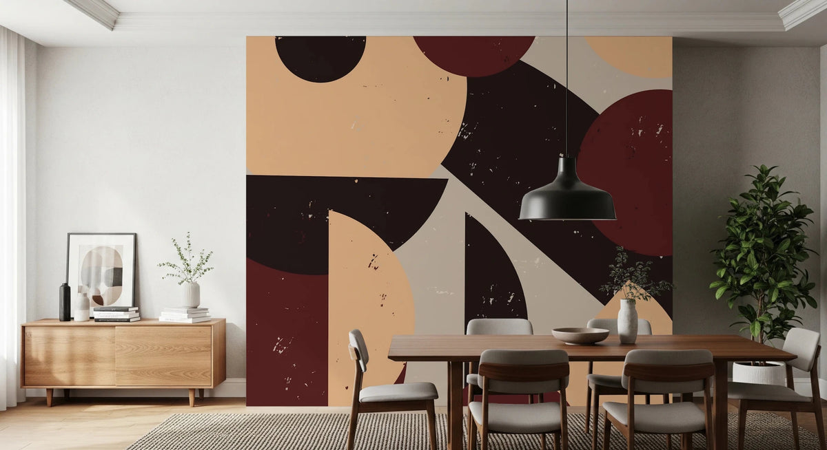Bold Retro Earthy-toned Wall Mural | Mid-Century Decor Style