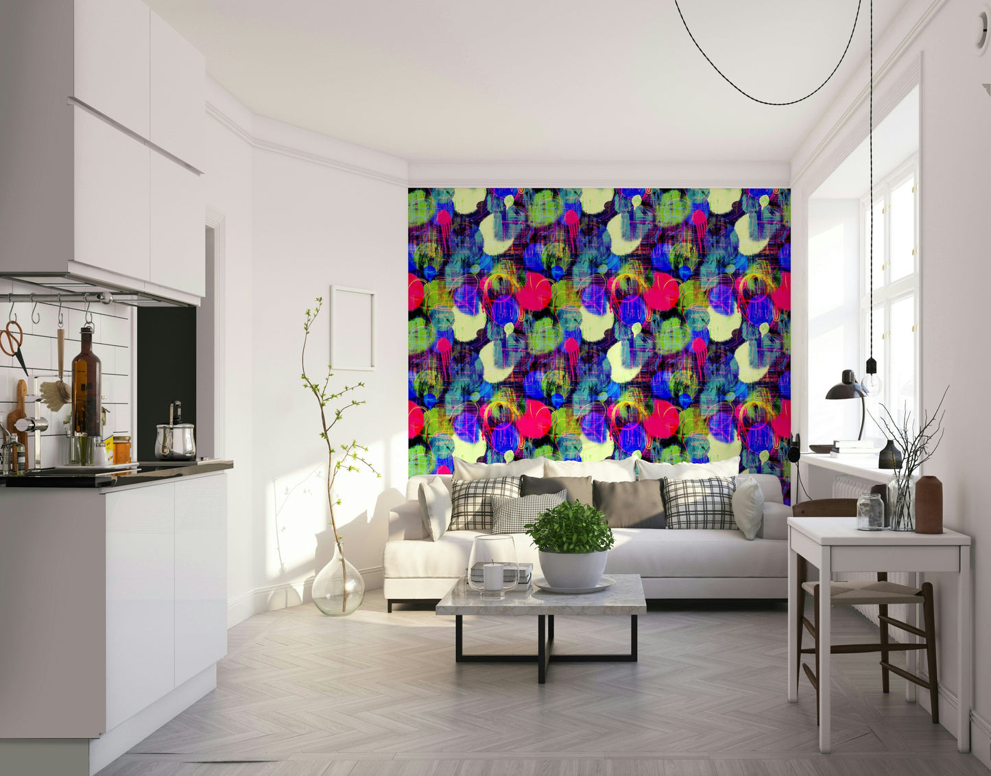 Detailed view of the abstract, organic lines

