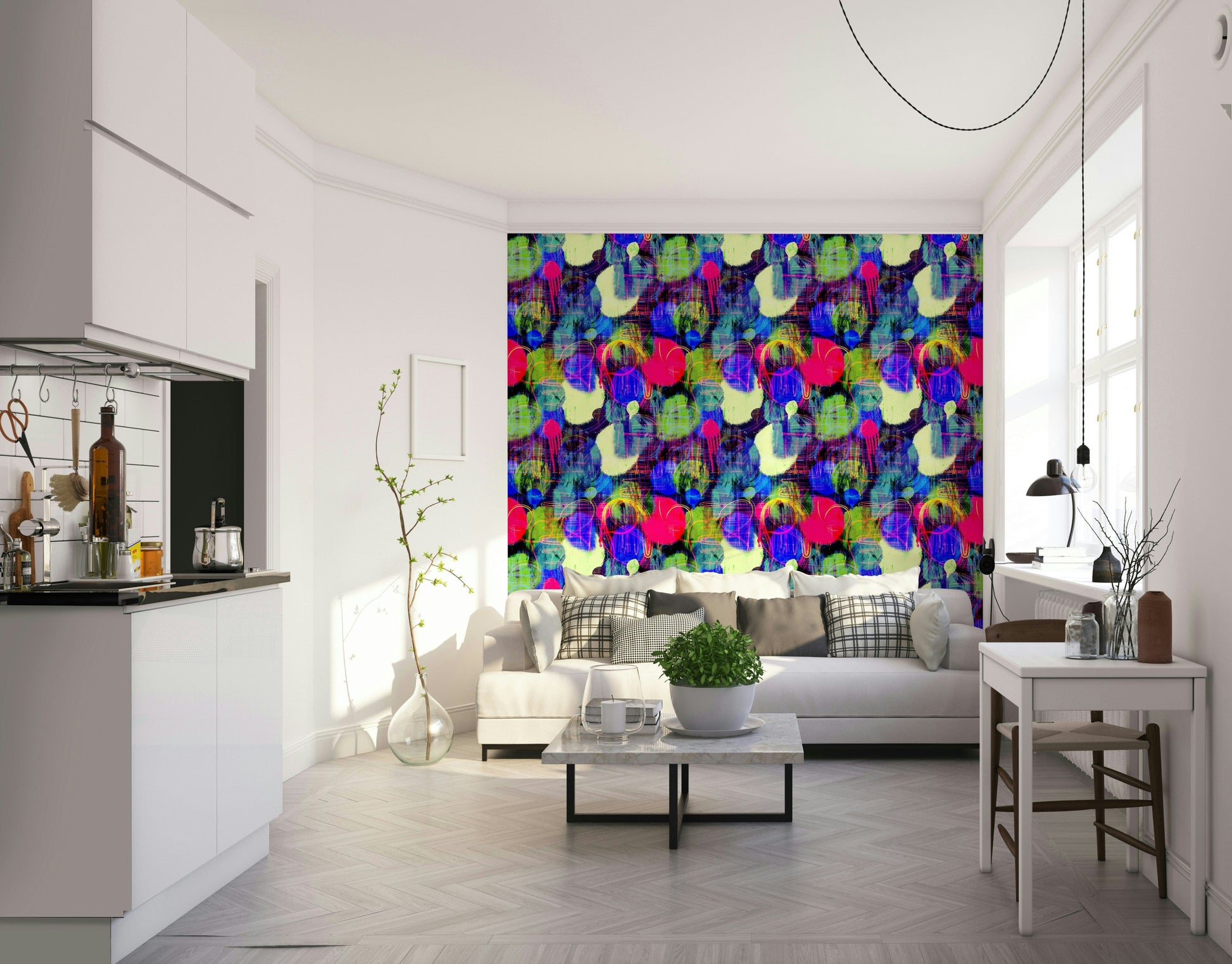 Detailed view of the abstract, organic lines

