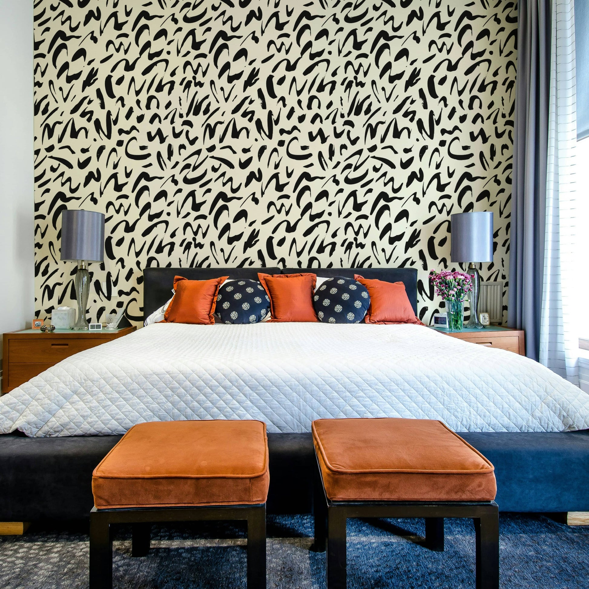 An office with a bold, hand-drawn design


