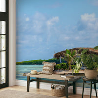 Full view of the wide panoramic mural.

