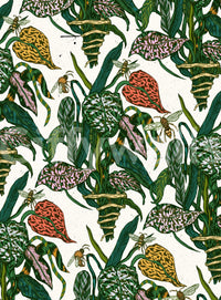 A calming floral design wallpaper mural that defines a space.