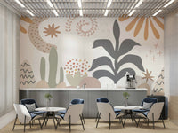 The composition is a repeating, soft botanical pattern.

