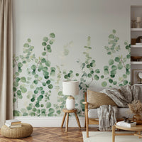Soft-toned eucalyptus wall art installation

