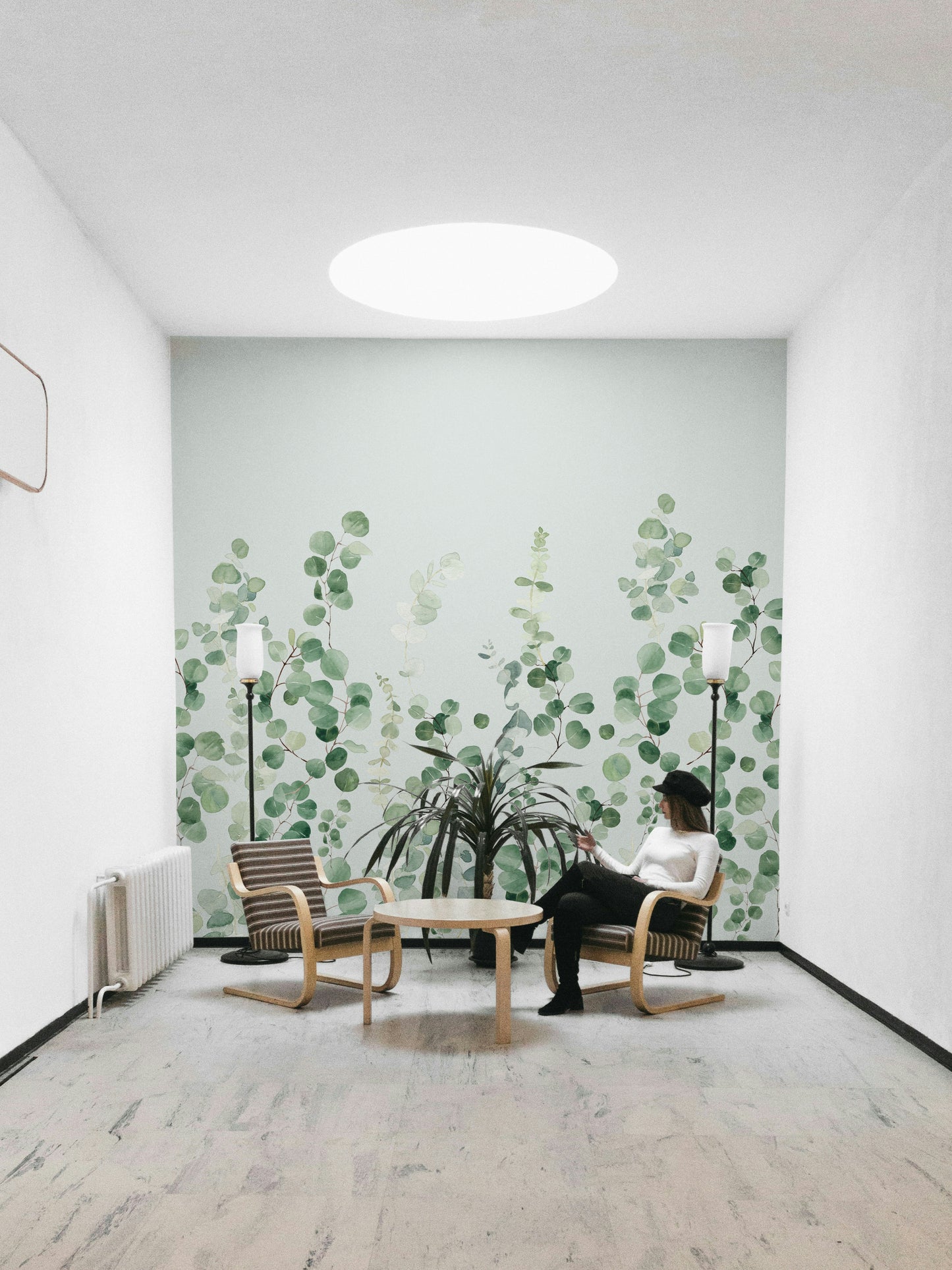 Eucalyptus leaf wall mural for nature decor

