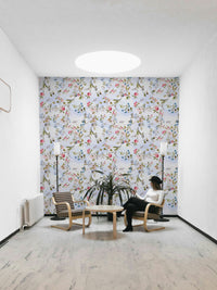 Floral and bird wallpaper full of garden-inspired energy.

