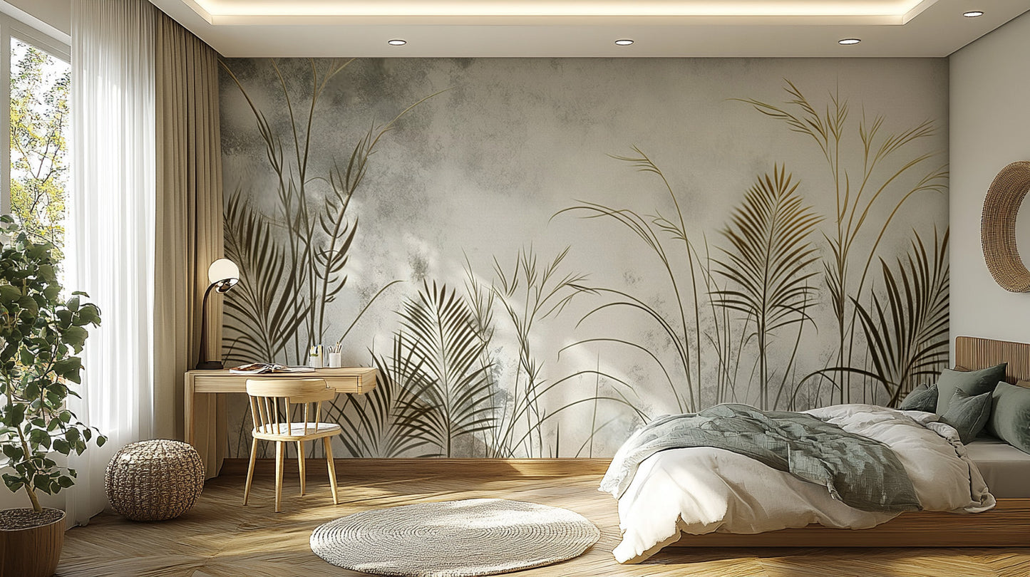 Botanical Gold Leaves Wall Mural