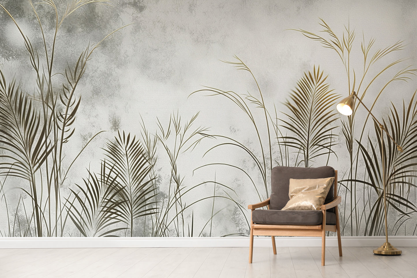 Botanical Gold Leaves Wall Mural