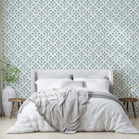 Wallpaper featuring calm sage leaf illustrations

