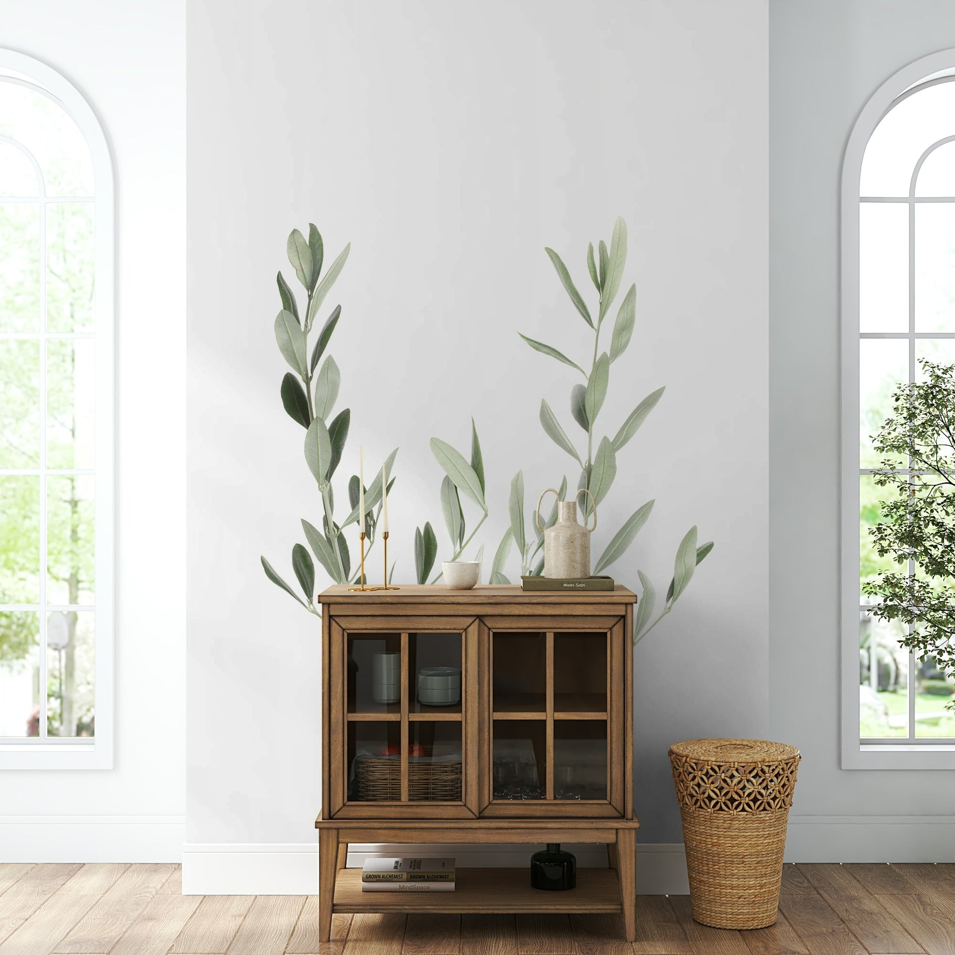 Leafy botanical design wall mural for vibrant home decor.

