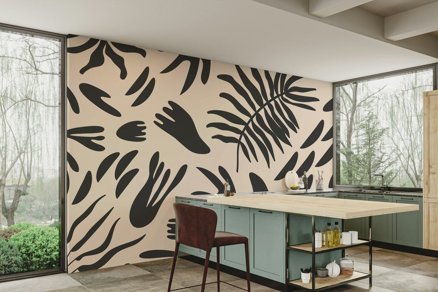 A classic floral design wallpaper for walls.

