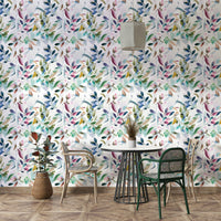Botanical greenery wallpaper in soft watercolor

