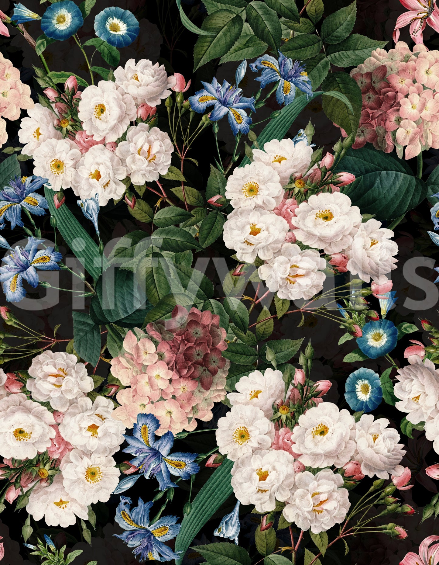 Dark botanical wallpaper for a calming room atmosphere

