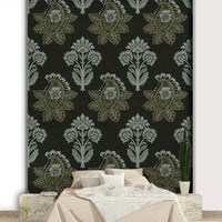 Sophisticated botanical wallpaper in shadow tones

