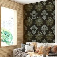 Nature-inspired wall design in rich dark hues

