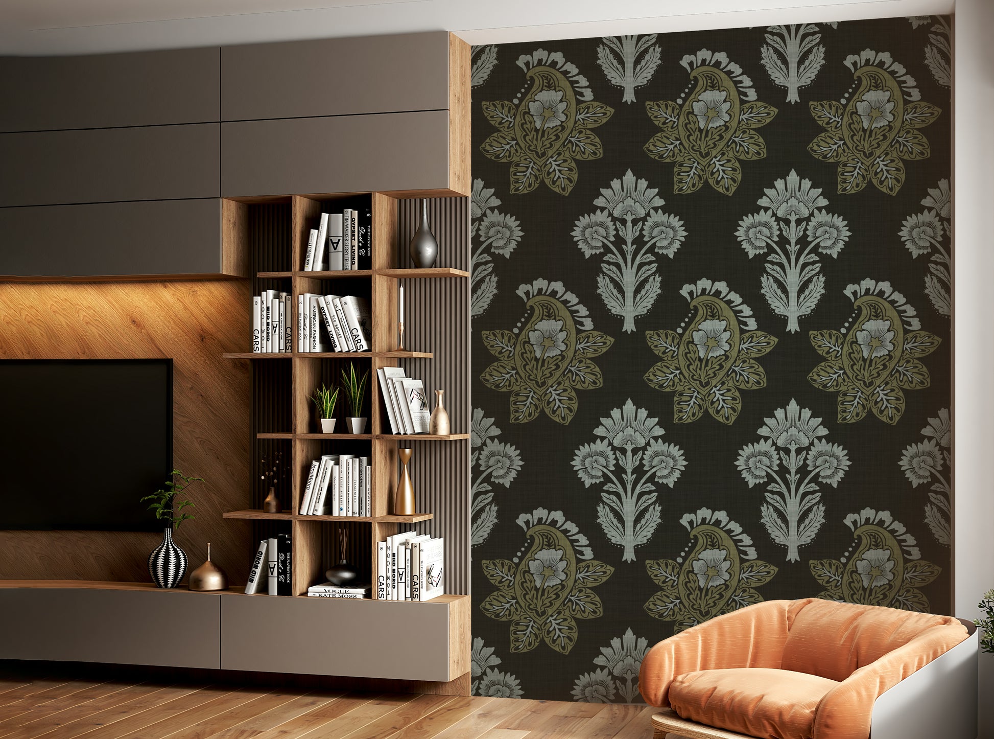 Elegant nightshade wallpaper with leafy prints


