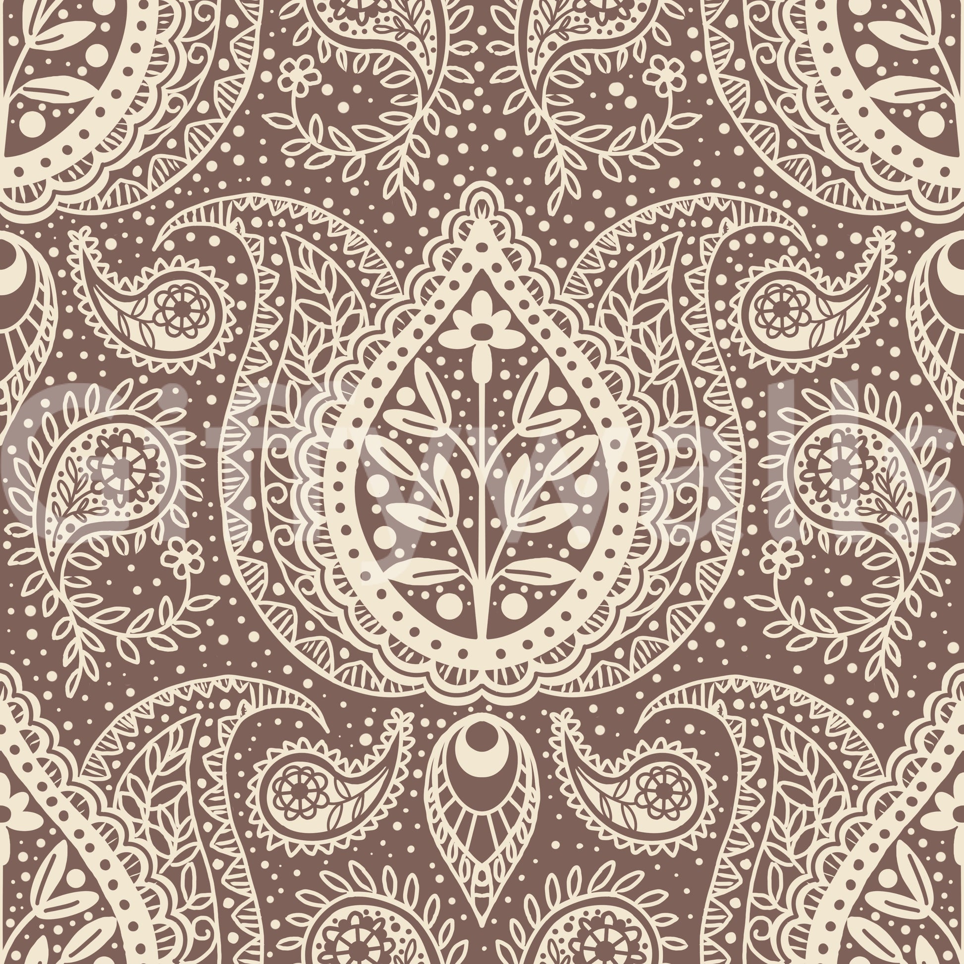 Vintage-inspired wallpaper with mocha florals

