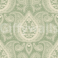 Subtle Botanical Paisley - Sage Green Wallpaper⁠