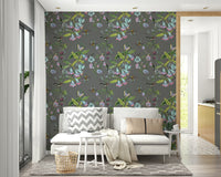 A calming serene foliage wallpaper mural that defines a space.


