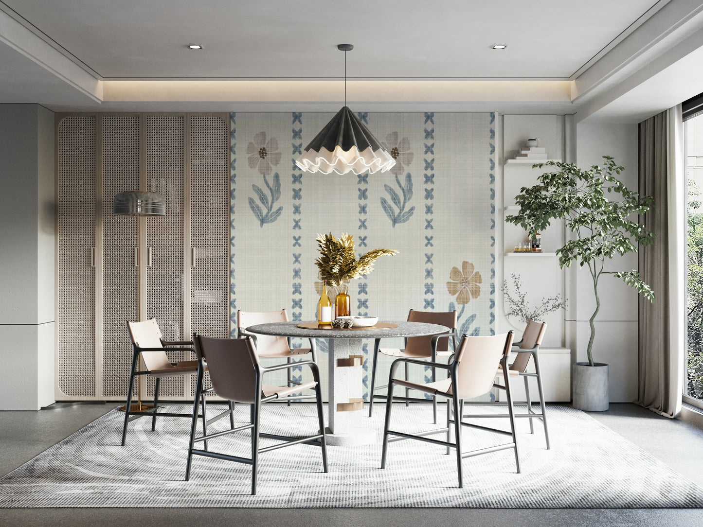 Living room striped wallpaper

