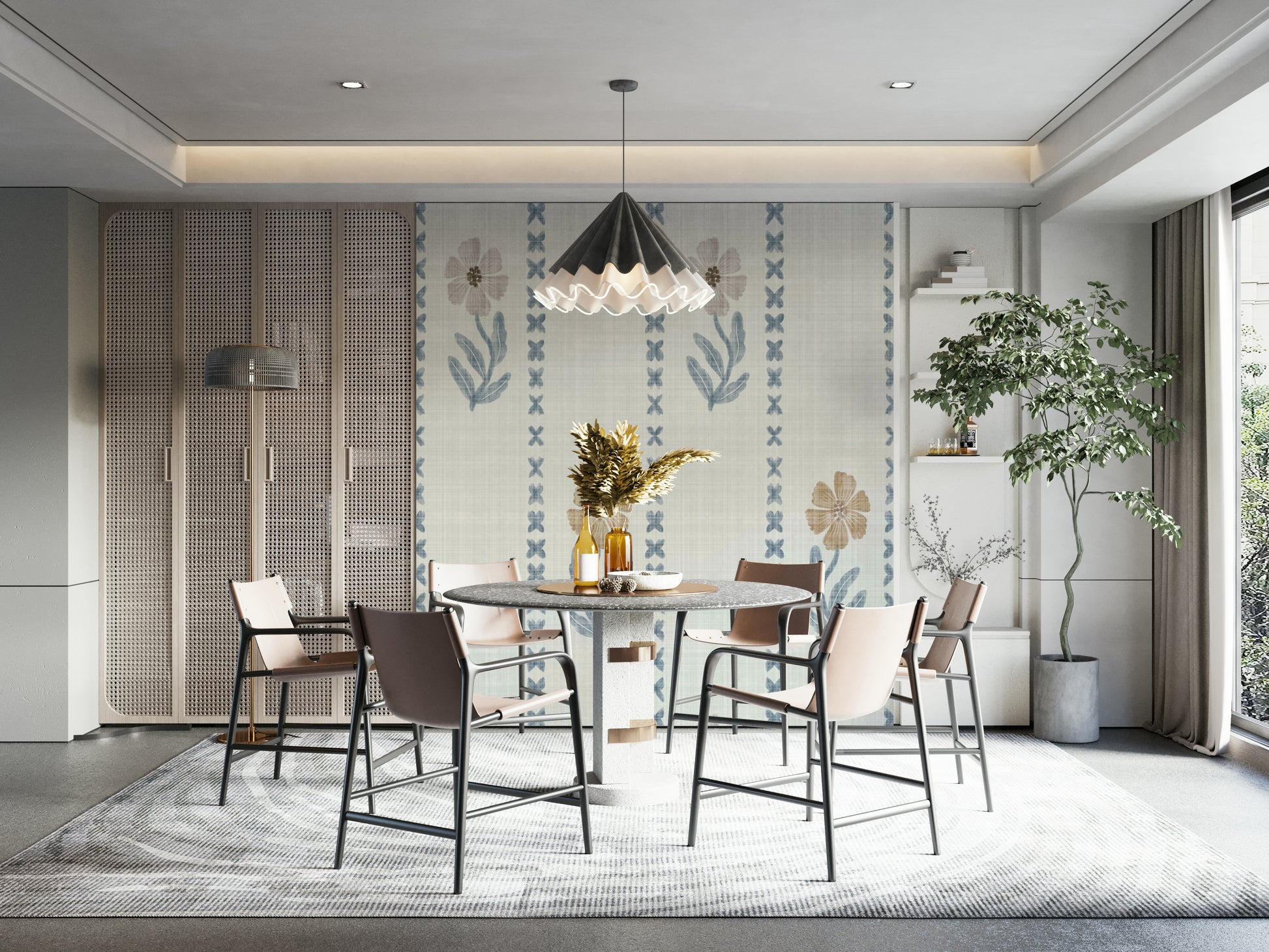 Living room striped wallpaper

