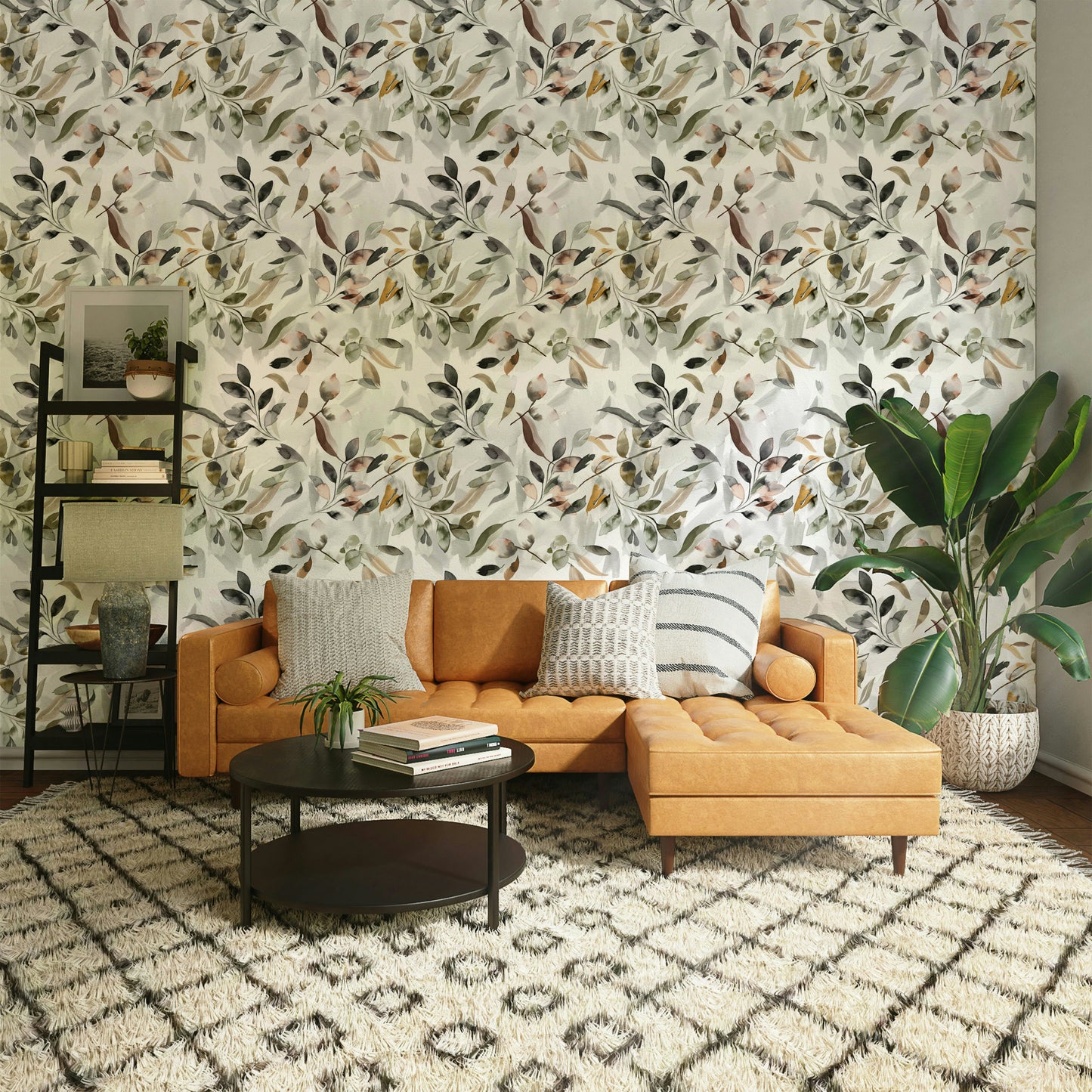 Botanical Leaf Watercolor  Wallpaper⁠