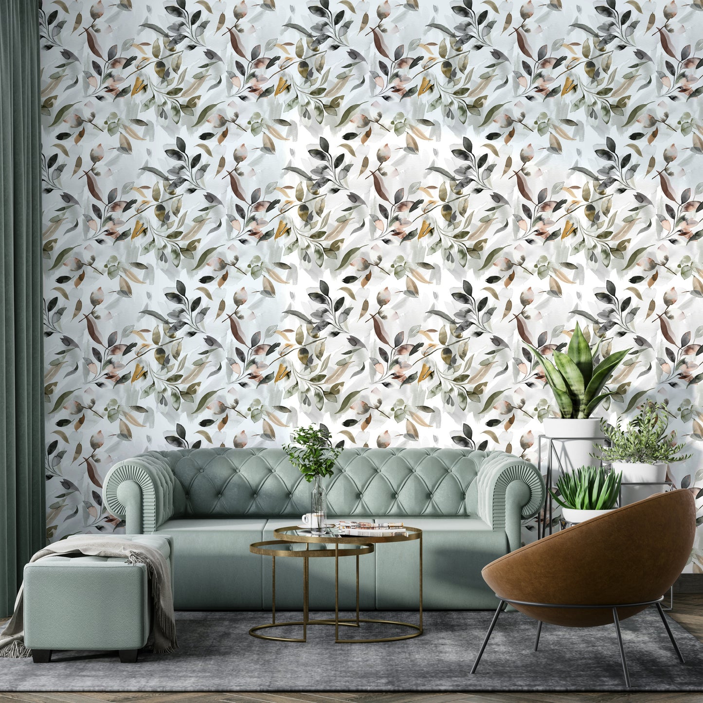 Botanical Leaf Watercolor  Wallpaper⁠