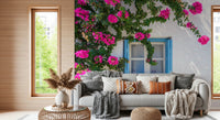 Bougainvillea by Blue Window Wall Mural