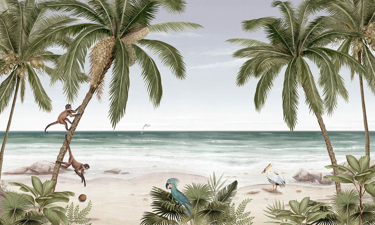 Tropical Beach Wallpaper in your room — zoomed