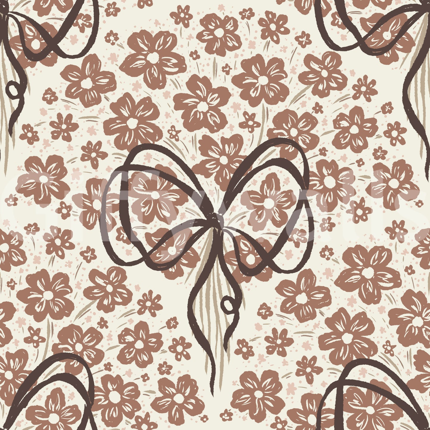Floral Bouquet with Bow Wallpaper⁠
