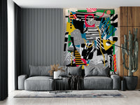 A beautiful dynamic soccer wallpaper mural for a sports room.