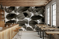 A calming foliage design wallpaper mural that defines a space.

