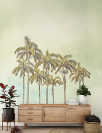A cluster of palm trees in this Breezy Palms Wall Mural art.