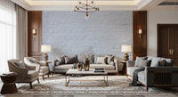 White painted brick wallpaper for living room featuring a clean and bright aesthetic