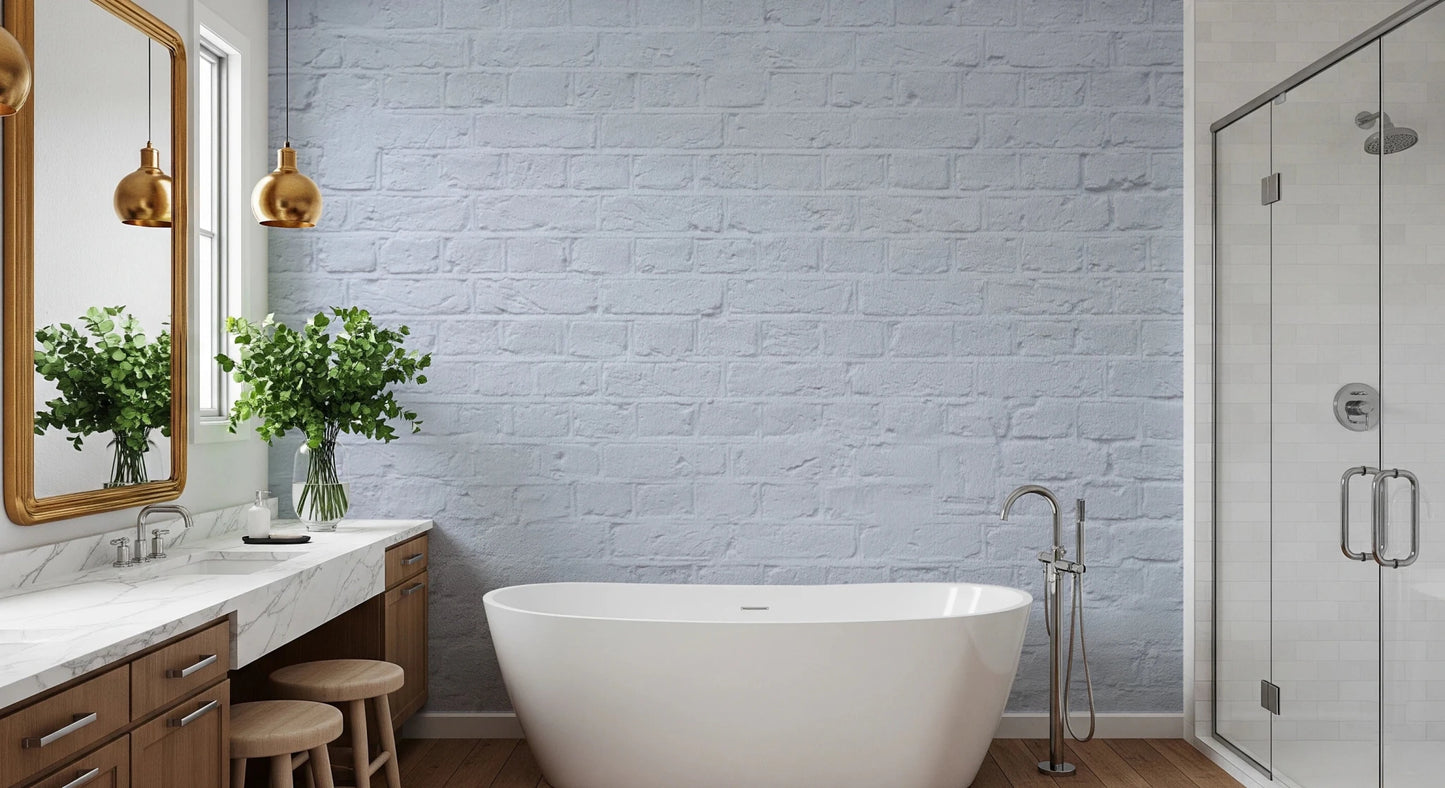 Light grey brick wallpaper perfect for an understated background look