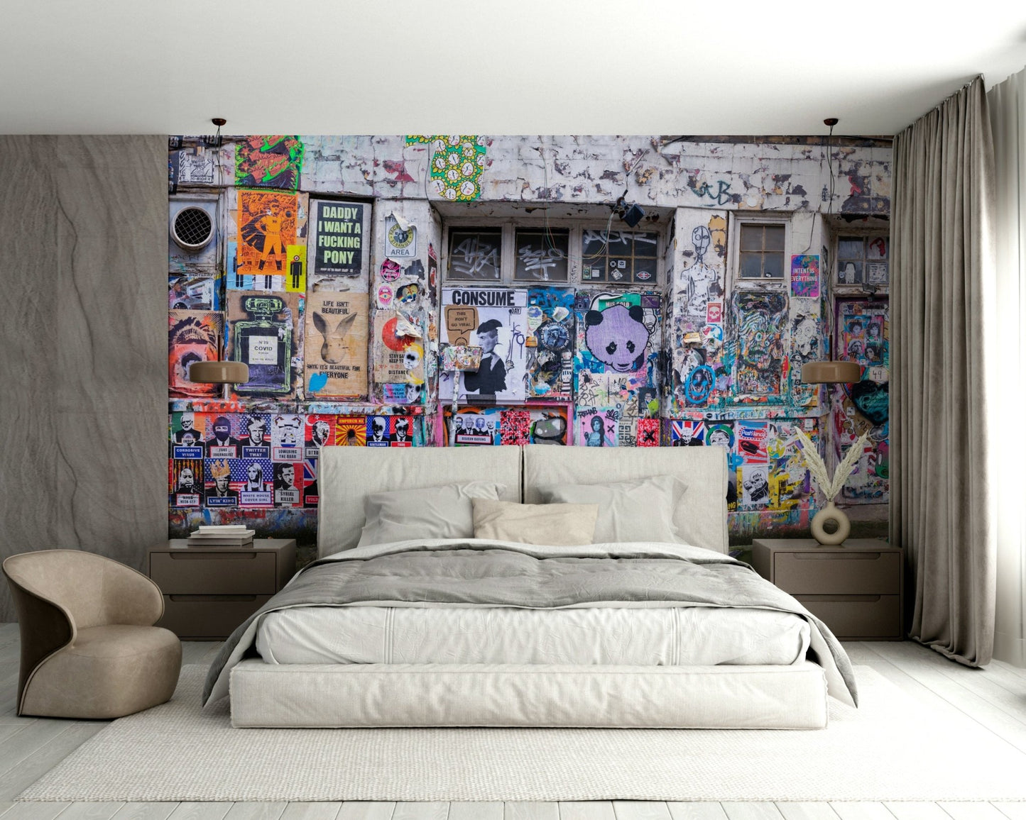 The graffiti is the central focus of the image.

