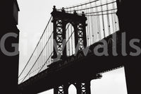 Urban Span: Bridge Silhouette Wall Mural — striking city bridge against a colorful or moody skyline.