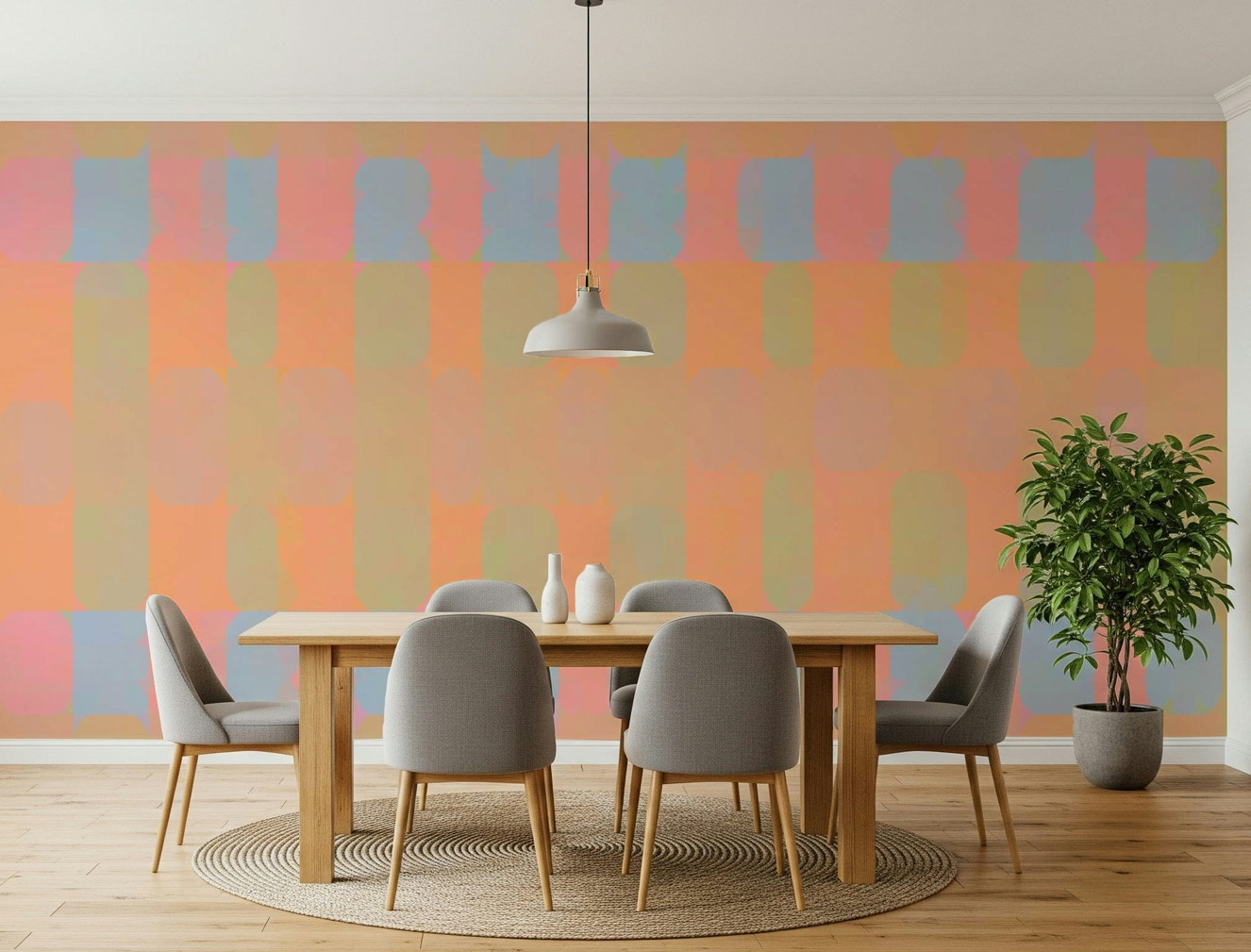 Bright pastel geometry wall mural with soft blocks
