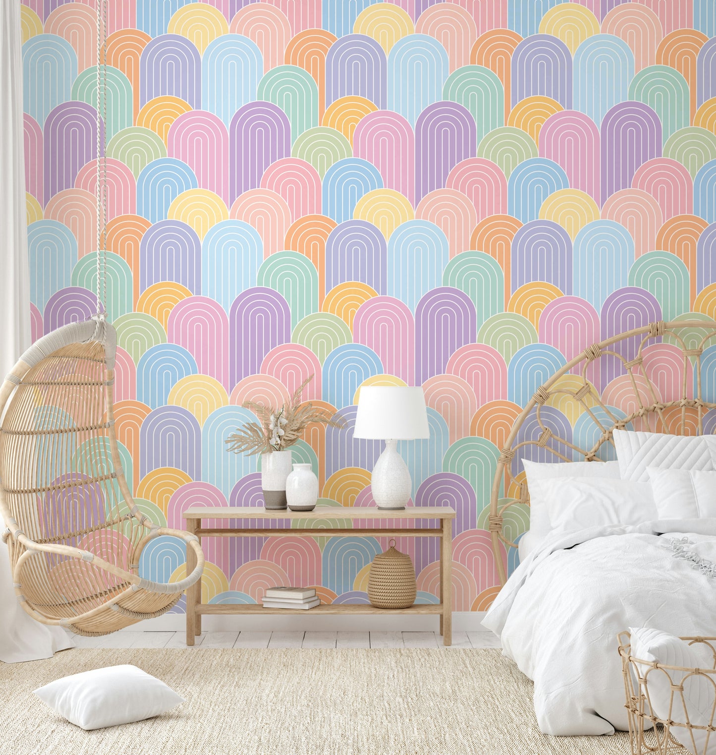 Bright Pastel Rainbows Wall Mural