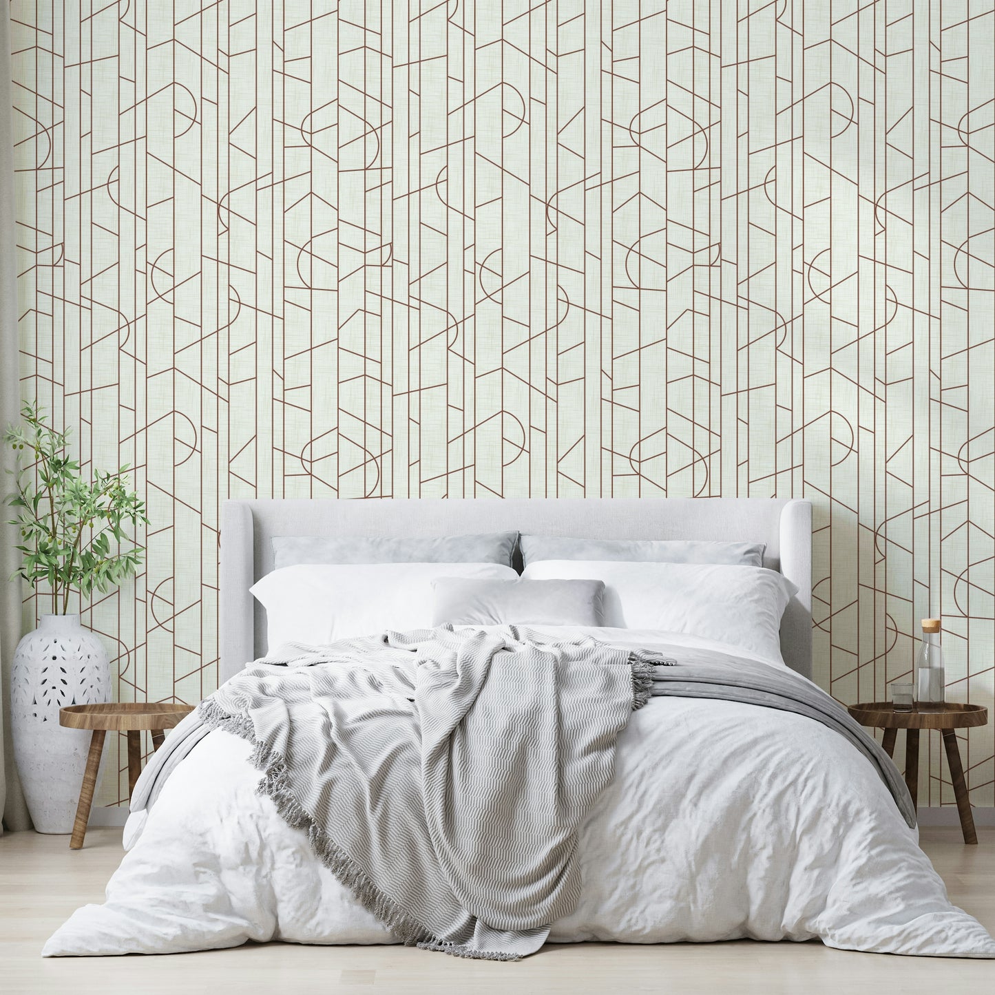 Bright rust mural for warm modern interiors

