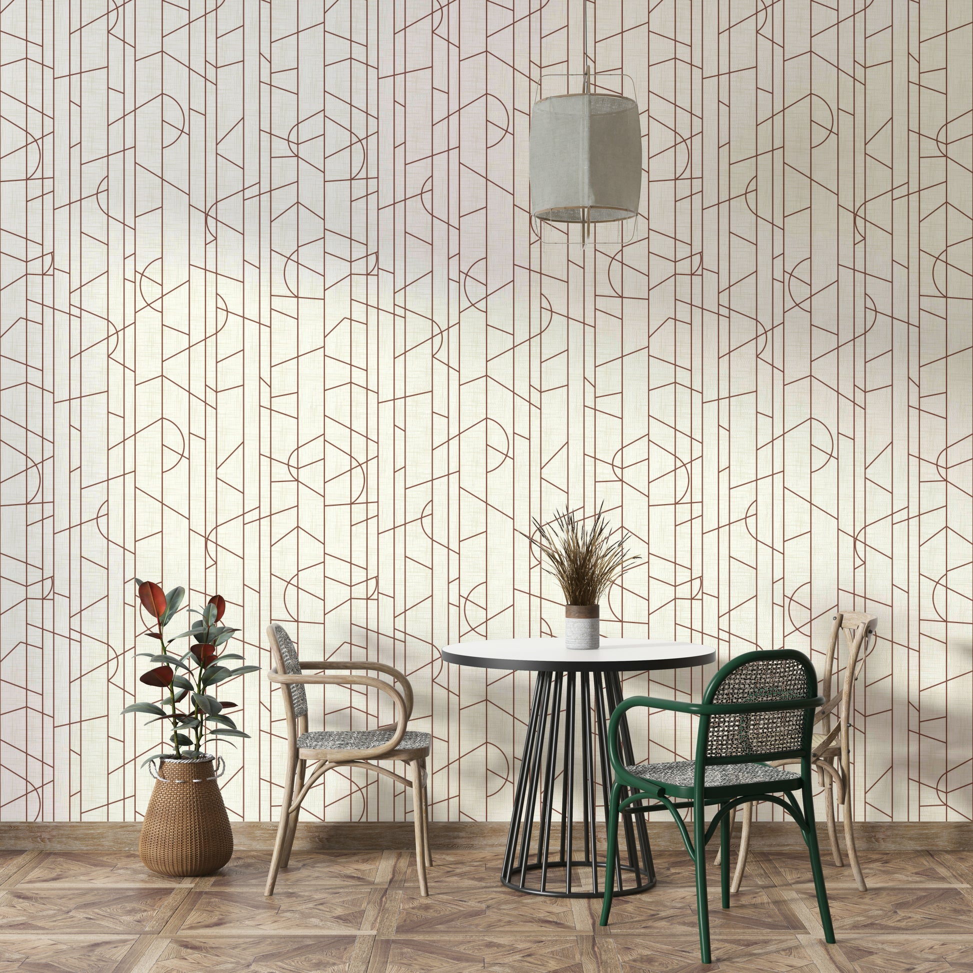 Modern wallpaper in vivid rust and canvas texture

