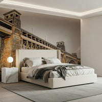 Large Britannia Bridge wallpaper for walls emphasizing perspective lines.