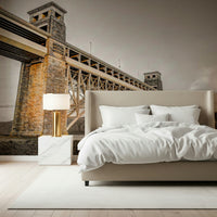 Vintage Britannia Bridge mural perfect for modern living rooms.