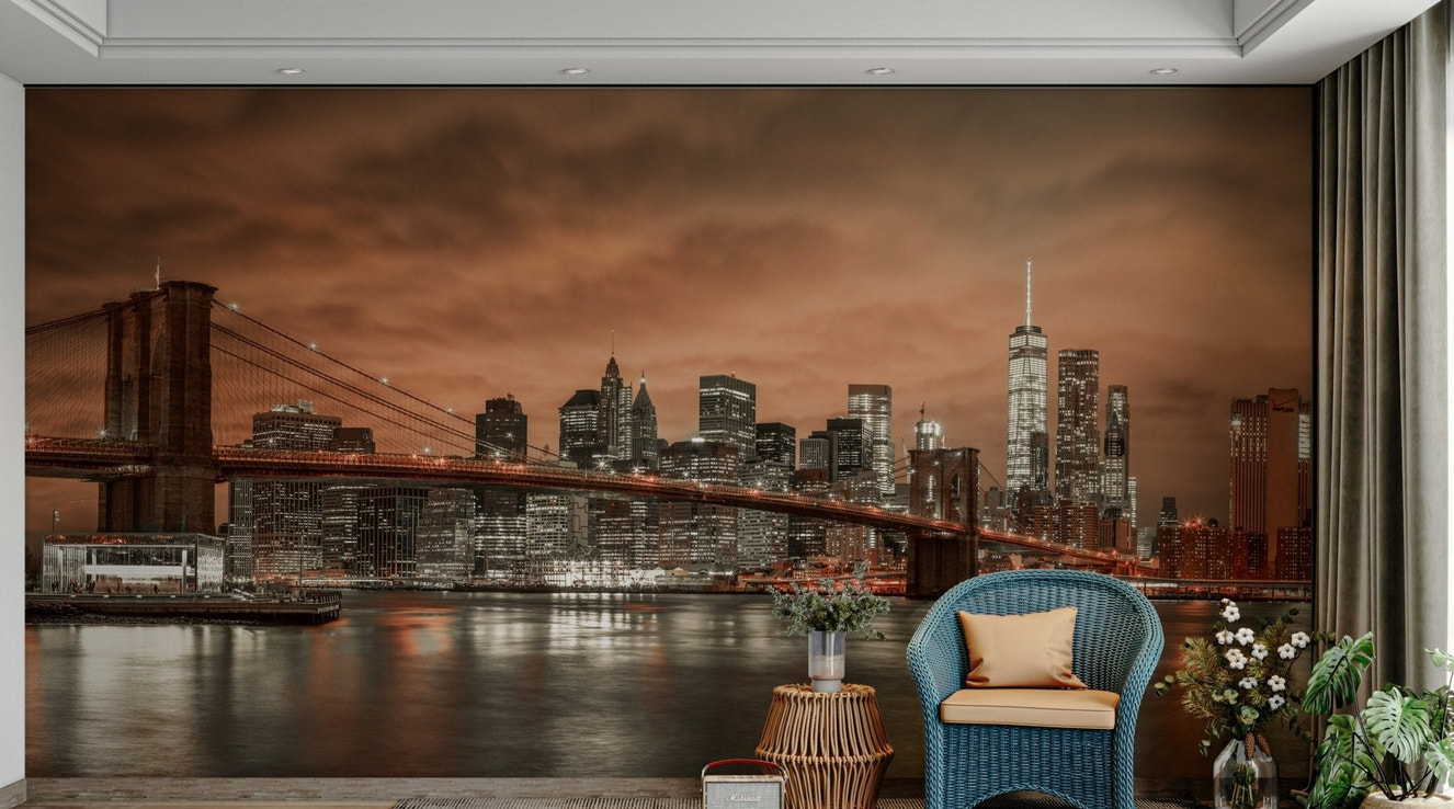 Brooklyn Bridge twilight mural wallpaper
