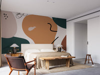 Brown Abstract Shape Soft Muted Color Wall Murals - Giffywalls
